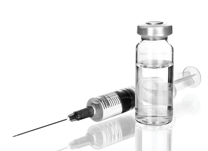 Hypodermic needle and vaccine ampul
